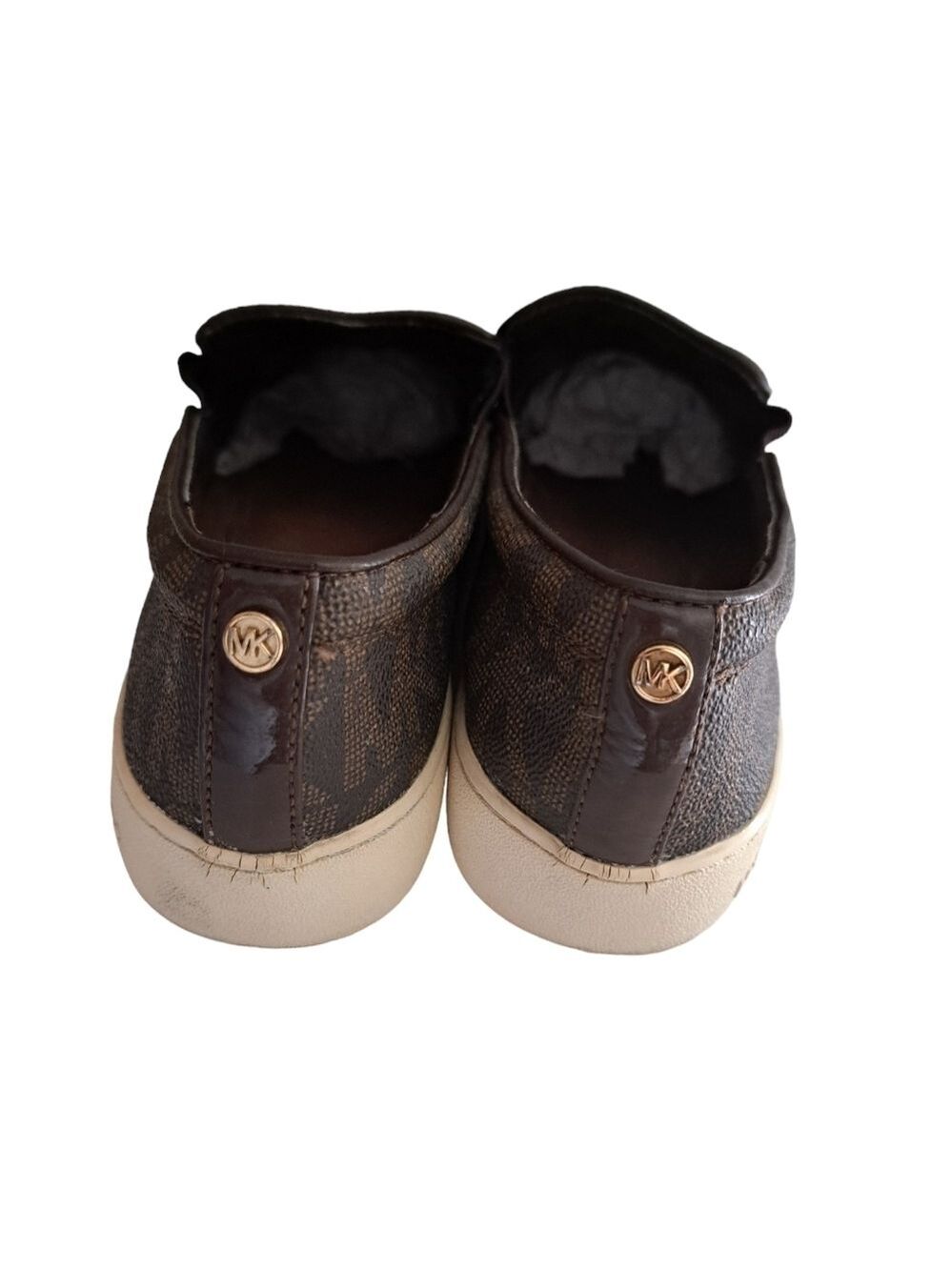 MK Michael KORS Keaton loafer shoes flats slip on laser cut out brown gold 6.5 - Picture 6 of 10